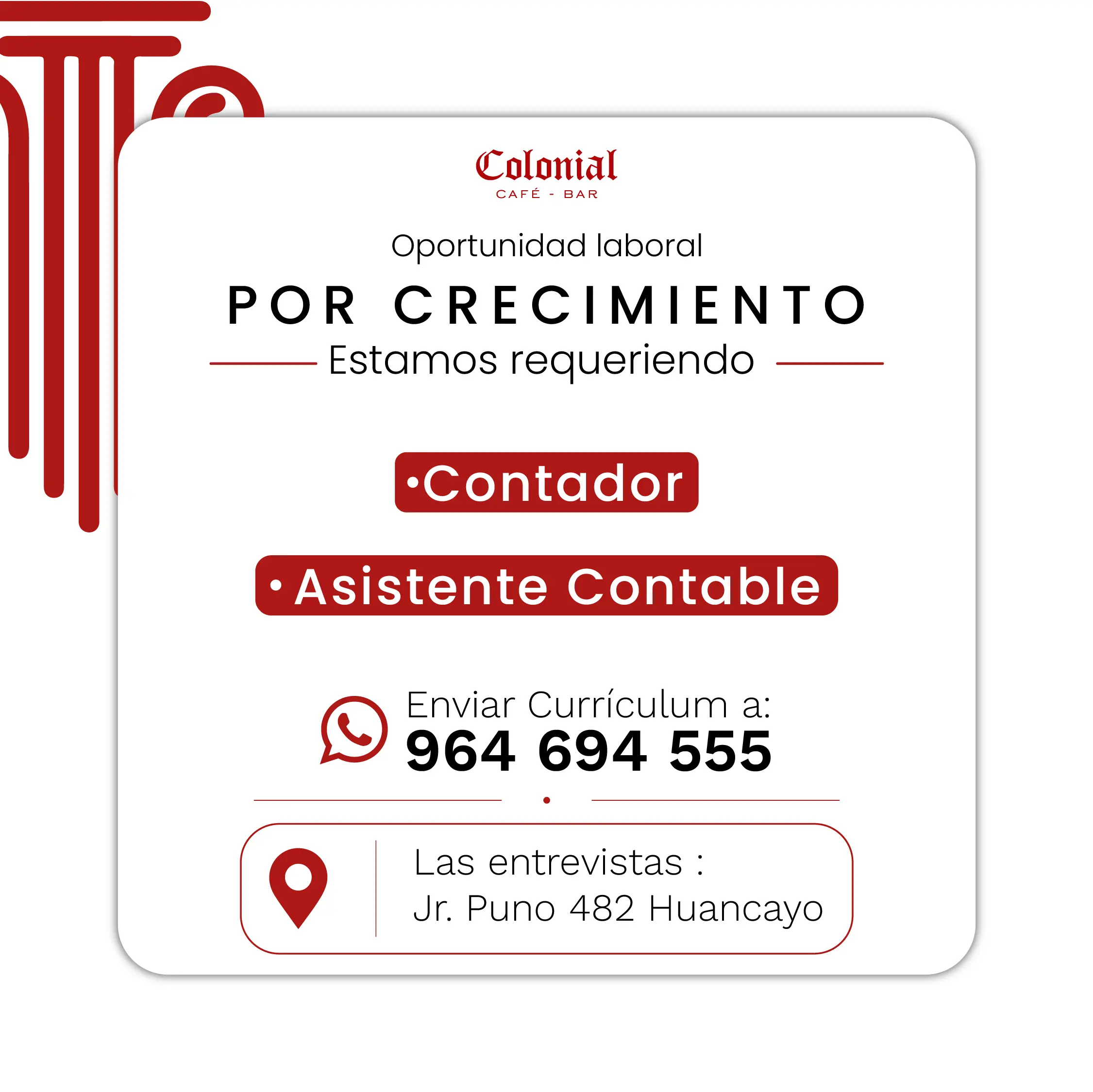 Trabaja con nosotros - Café Colonial